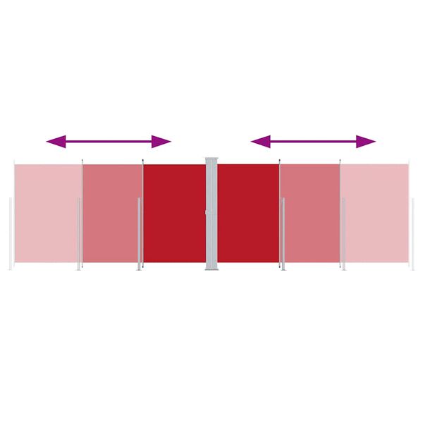 vidaXL Sisäänvedettävä sivumarkiisi punainen 180x600 cm