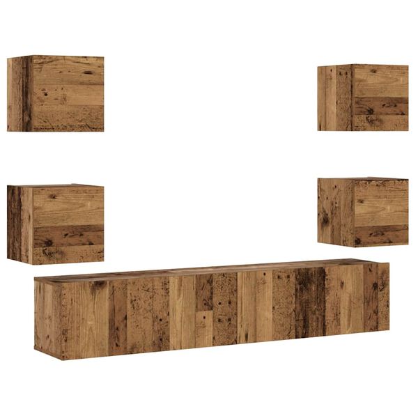 vidaXL Sein&auml;-TV-kaapit 6 kpl vanha puu suunniteltu puu
