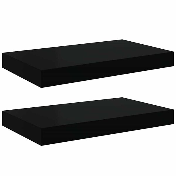 vidaXL Kelluvat sein&auml;hyllyt 2 kpl musta 40x23x3,8 cm MDF