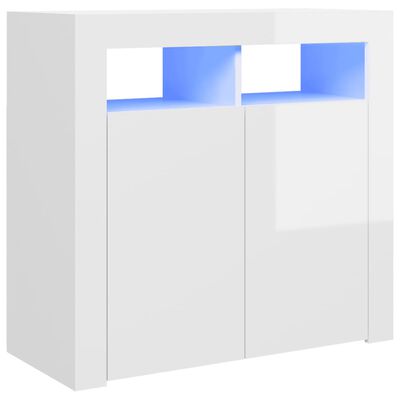 vidaXL Senkki LED-valoilla korkeakiilto valkoinen 80x35x75 cm