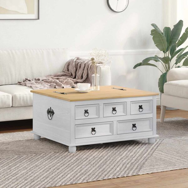 vidaXL storage box hyllyll&auml; Valkoinen 90 x78 x 45 cm Massiivinen m&auml;nty