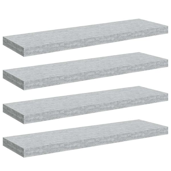 vidaXL Kelluvat sein&auml;hyllyt 4 kpl betoninharmaa 80x23,5x3,8 cm MDF