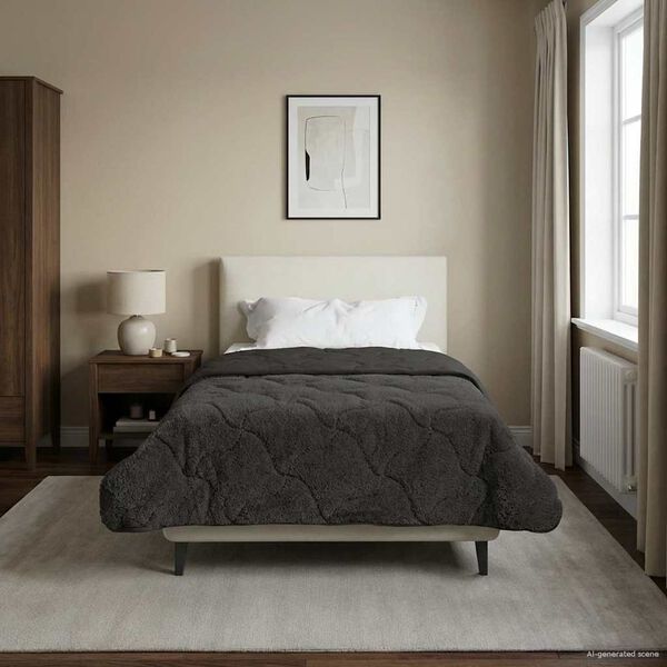 vidaXL Koko Vuoden Peitto Quiltottu Antrasiitti 155 x 200 cm