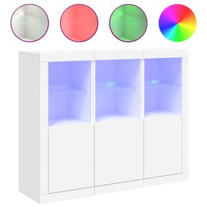 vidaXL Senkki LED-valoilla 3 kpl valkoinen tekninen puu