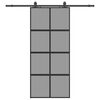 vidaXL liukuovi laitteistosarjalla musta 90x205 cm karkaistu lasi