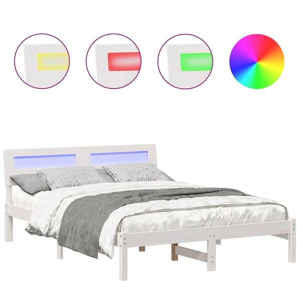 vidaXL S&auml;ngyn runko p&auml;&auml;tyll&auml; Valkoinen 4FT6 Double Massiivinen m&auml;nty