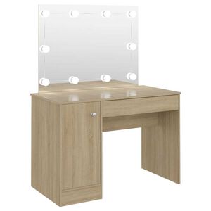 vidaXL Meikkip&ouml;yt&auml; LED-valoilla 110x55x145 cm MDF tammi