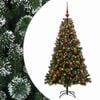 vidaXL Muovinen joulukuusi koristeilla 120 cm 150 LEDi&auml;