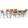 vidaXL Piharuokailu setti 9 kpl Harmaa 200 x 90 x 75 cm