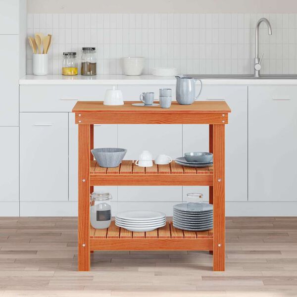 vidaXL Ty&ouml;p&ouml;yt&auml; Vaha ruskea 78,5 x 50 x 80 cm Massiivinen m&auml;nty