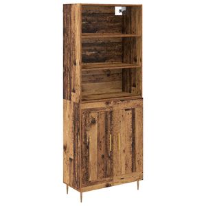 vidaXL Korkea kaappi Vanha puu 69,5 x 34 x 180 cm Tekninen puu