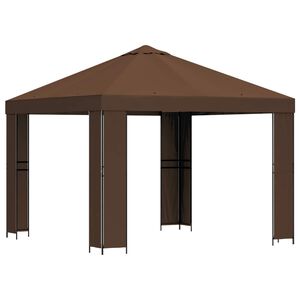 vidaXL Huvimaja 3 x 3 m Ruskea Polyesteri ja ter&auml;s 190 gsm