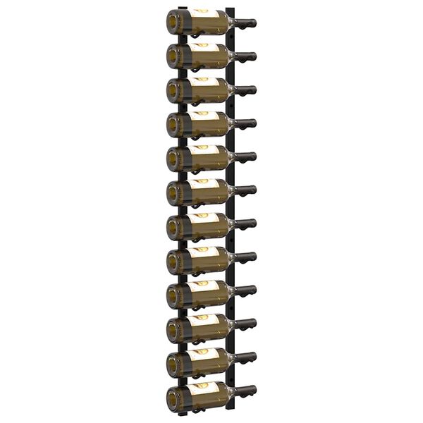 vidaXL Sein&auml;lle kiinnitett&auml;v&auml; viinipulloteline 12 pullolle musta rauta