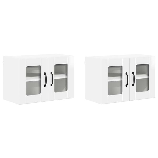 vidaXL Keitti&ouml;kaappi 2 pcs Korkean kiillon valkoinen 60 x 31 x 40 cm