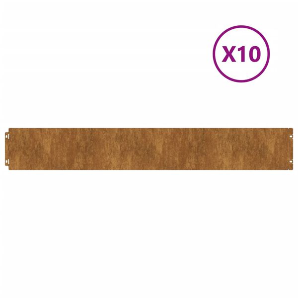 vidaXL Nurmikonreunukset 10 kpl 15x103 cm joustava Corten-teräs