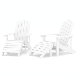 vidaXL Adirondack puutarhatuolit 2 kpl jalkatuilla HDPE valkoinen