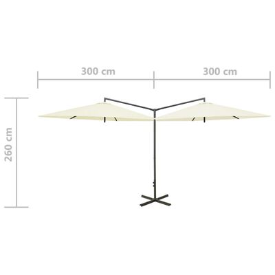 vidaXL Tupla-aurinkovarjo terästanko hiekka 600 cm