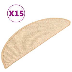 vidaXL Porrasmatot 15 kpl 56x17x3 cm Kermanv&auml;rinen Puolipy&ouml;re&auml;