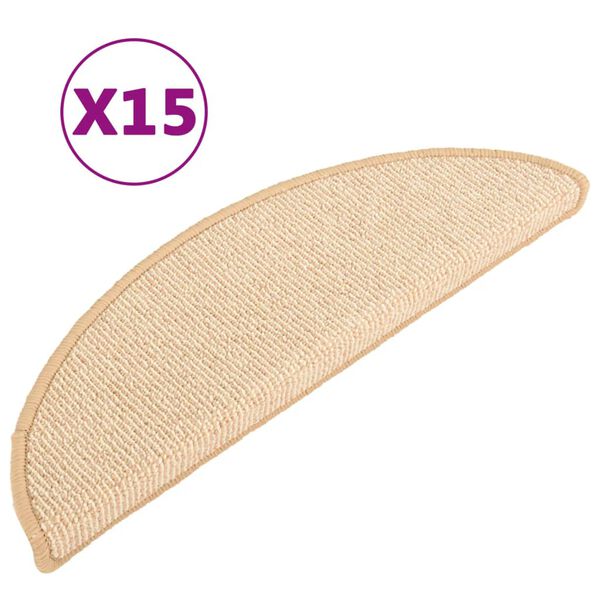 vidaXL Porrasmatot 15 kpl 56x17x3 cm Kermanvärinen Puolipyöreä