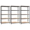 vidaXL 5-tasoiset Varastohyllyt 3 kpl antrasiitti ter&auml;s / tekninen puu