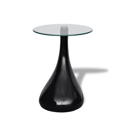 vidaXL Sohvapöytä pyöreä lasinen pöytälevy Korkeakiilto musta