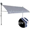 vidaXL Sis&auml;&auml;nkelattava markiisi LED-valoilla 400 cm sininen/valkoinen