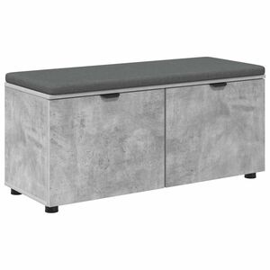 vidaXL Halli penkki tyynyll&auml; hyllyll&auml; Betoni Harmaa 100 x 38 x 46 cm