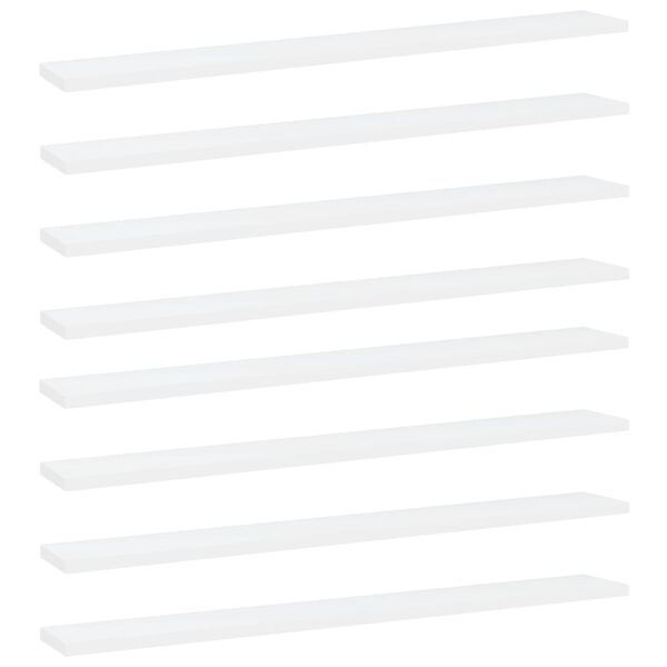 vidaXL Kirjahyllytasot 8 kpl valkoinen 80x10x1,5 cm lastulevy
