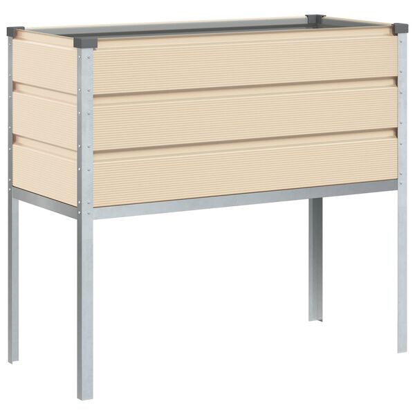 vidaXL Kukkalaatikko Ivoori 100 x 45 x 90 cm Galvanoitu ter&auml;s