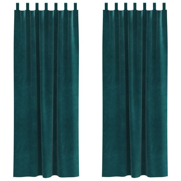 vidaXL Pimennysverhot 2 pcs Tummanvihreä 140 x 260 cm Sametti