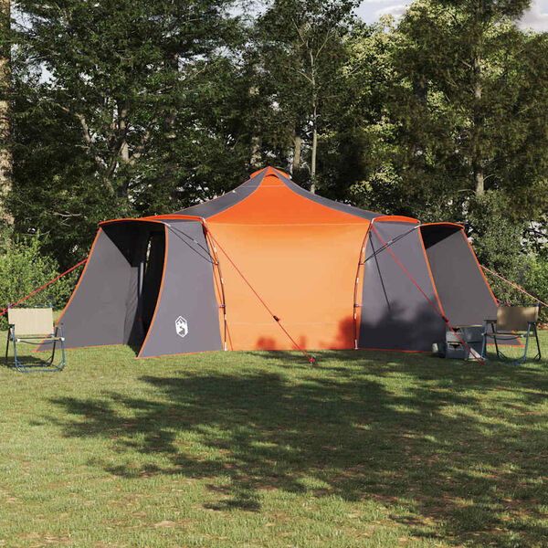 vidaXL Tipi-teltta katolla Harmaa ja oranssi 492 x 492 x 275 cm kangas