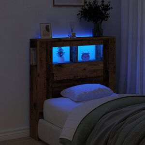 vidaXL S&auml;ngynp&auml;&auml;ty LED-valot vanha puu 100x18,5x103,5 cm tekninen puu