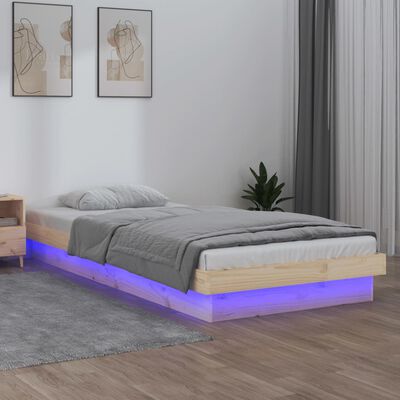 vidaXL Sängynrunko LED-valoilla 90x200 cm täysi puu