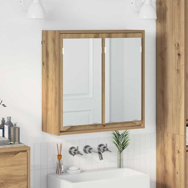 vidaXL Kylpyhuoneen Peilikaappi hyllyll&auml; Artisan tammi 60 x 20 x 60 cm