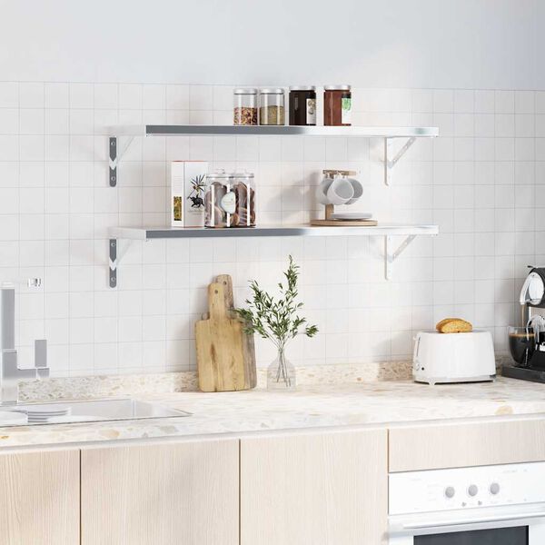 vidaXL Sein&auml;telineet 4 kpl 30x2,5x15,5 cm hopea ruostumaton ter&auml;s