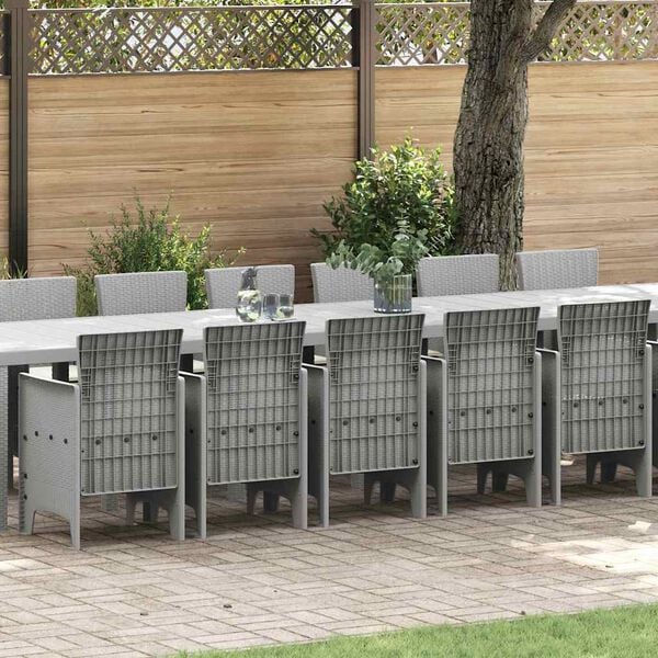 vidaXL Puutarhap&ouml;yt&auml;setti tyynyill&auml; tyynyll&auml; 17 pcs Vaaleanharmaa PP