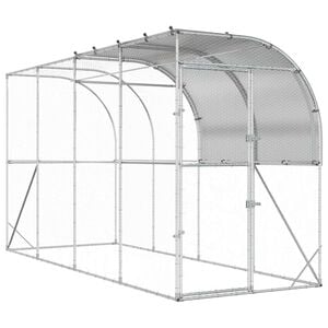 vidaXL Sein&auml;&auml; vasten oleva kana-aitaus Hopea 400 x 100 x 215 cm