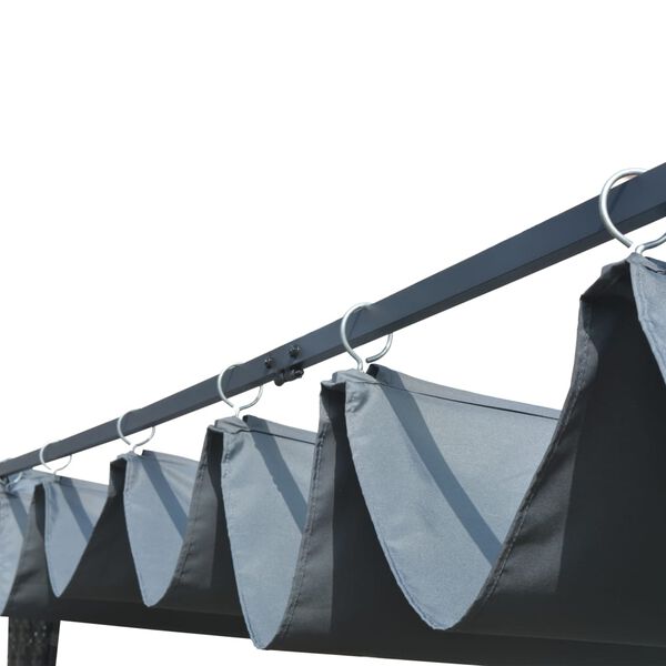 vidaXL Huvimaja liukuvalla katolla polyrottinki 400x400x200 cm harmaa