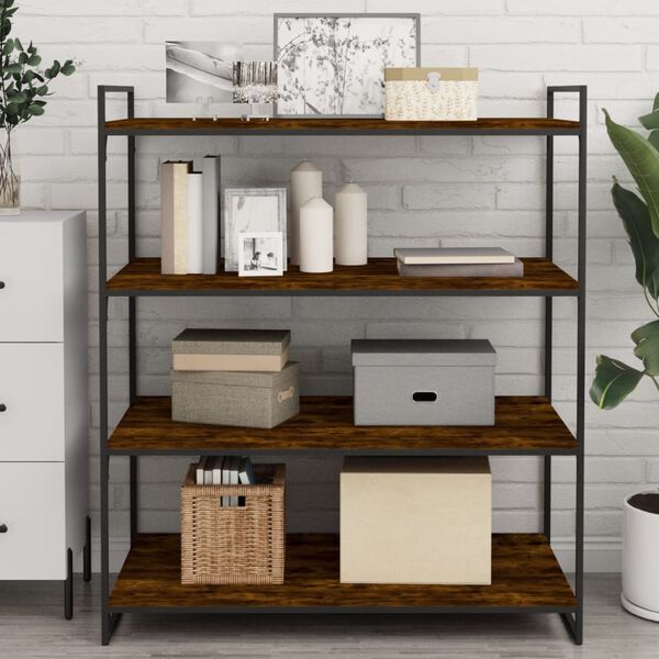 vidaXL Sein&auml;hyllyt 4 kpl savutammi 100x50x1,5 cm tekninen puu