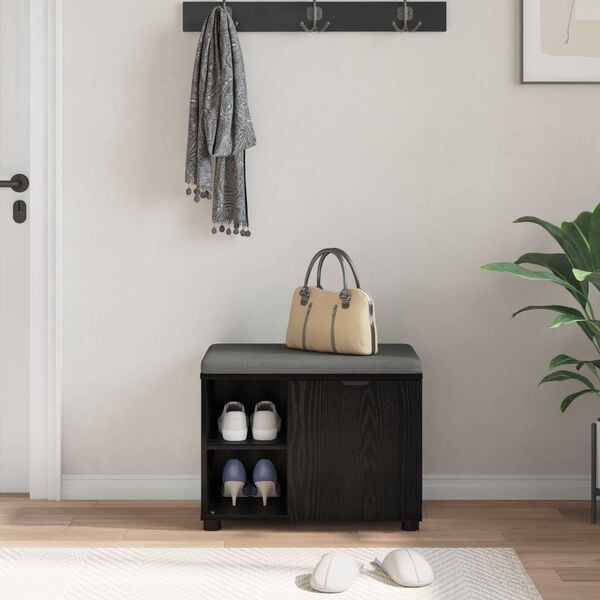 vidaXL Halli penkki Musta Tammi 60 x 38 x 46 cm Insin&ouml;&ouml;ripuu ja kangas