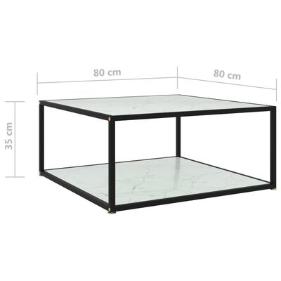 vidaXL Sohvapöytä valkoinen 80x80x35 cm karkaistu lasi