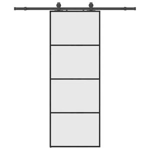 vidaXL Liukuovi asennustarvikkeilla musta 76x205 cm ESG lasi