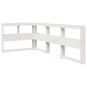 vidaXL kirjahyllyn p&auml;&auml;ty L-muotoinen valkoinen 75 cm massiivipuum&auml;nty