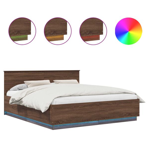 vidaXL S&auml;ngyn runko p&auml;&auml;tyll&auml; Ruskea tammi 200 x 200 cm Tekninen puu