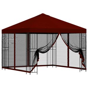 vidaXL Puutarhamaja sivuseinill&auml; 3 x 3 m Burgundi Polyesteri ja ter&auml;s
