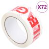 vidaXL Pakkausteippi 72 kpl FRAGILE printti valkoinen 48 mm x 66 m