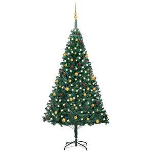 vidaXL Tekojoulukuusi palloilla esivalaistu vihre&auml; 240 cm PVC