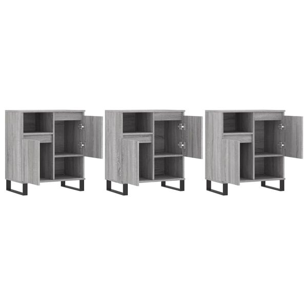 vidaXL Senkit 3 kpl harmaa Sonoma tekninen puu