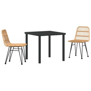 vidaXL Piharuokailu setti 3 pcs Ruskea Jauhemaalattu Ter&auml;s