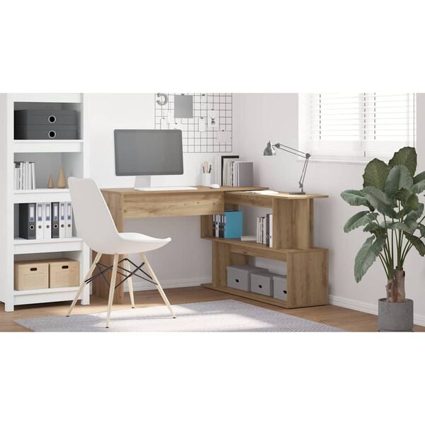 vidaXL Kulmaty&ouml;p&ouml;yt&auml; k&auml;sity&ouml;l&auml;inen tammi 200,5x50x76 cm tekninen puu